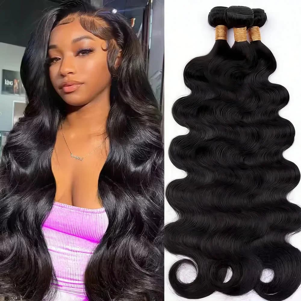 Extensions of Brazilian Virgin Human Hair Wounded by 42 Inches, Natural Black, Grade 12A, Unworked, Extension of Human Hair to All Volume
