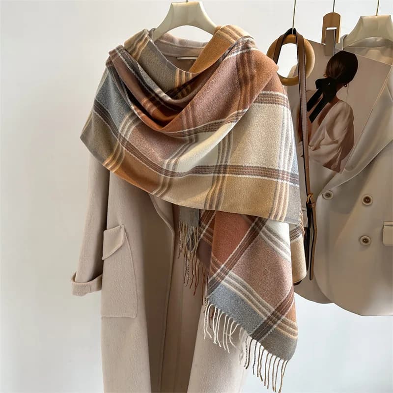 Vintage England Plaid Scarf Women Hot-selling Autumn and Winter Shawl Imitation Cashmere Checkered Tassel Scarves Grid Leisure
