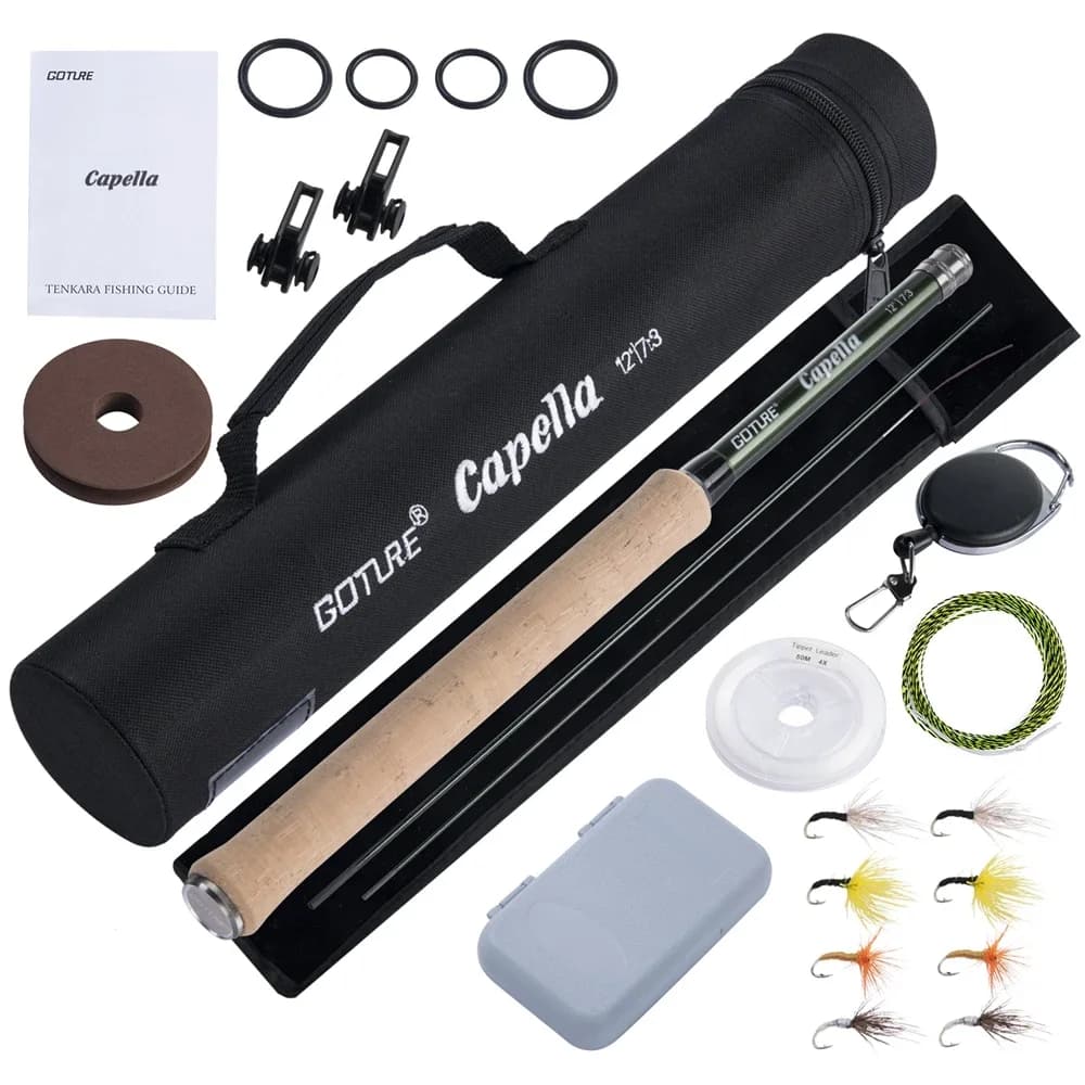 Goture 12FT/3.6M Canna da pesca a mosca Combo 30T Canna Tenkara telescopica portatile in fibra di carbonio per trota da viaggio Bass Crappie