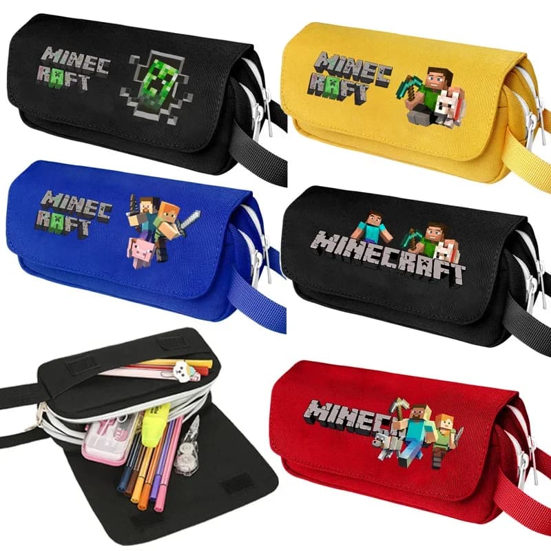 Miner Crafting Pixel Series Pencil Case Hot Game Student Stationery Box Large Capacity Canvas Pen Pouch School Supplies Gifts