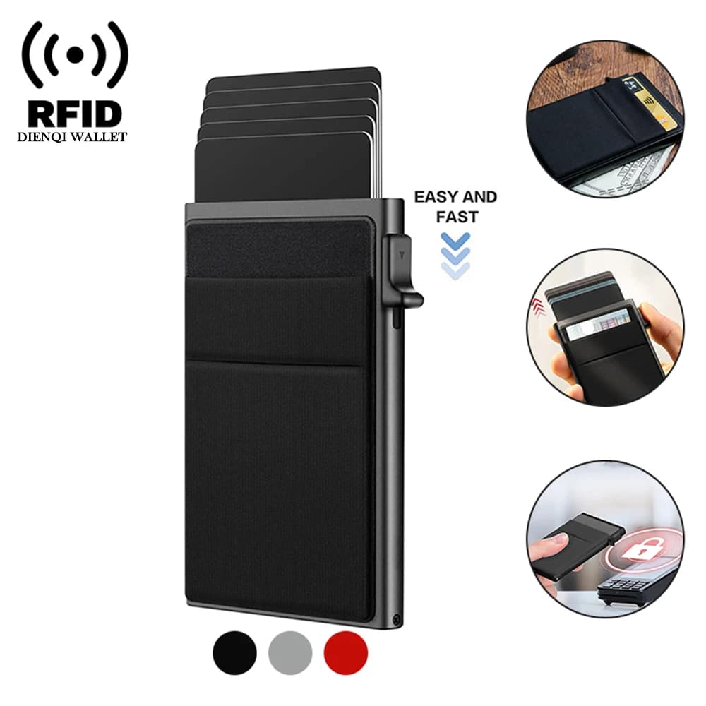 Portacarte RFID da uomo sottile e minimalista, portafoglio di lusso in metallo per carte di credito e documenti, scelta ideale per uomo