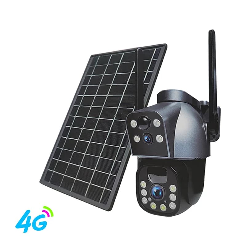 Telecamera IP Dome PTZ 4MP con Doppia Lente, Alimentazione Solare, App Ubox, Allarme 4G, Rilevamento Umanoide AI a Colori, Sicurezza CCTV, Baby Monitor