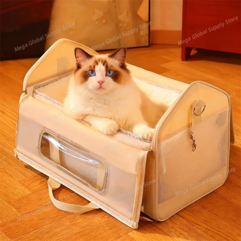 Cat Carrier Backpack Portable Winter Warm Large Capacity Airline Pet Shoulder Crossbody Bag For Cats And Kittens Outdoor Gift