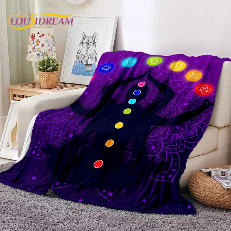 3D Yoga meditazione arcobaleno 7 Chakra HD coperte di flanella morbida, coperta comoda coperta per letti da Picnic regalo per la camera da letto di casa