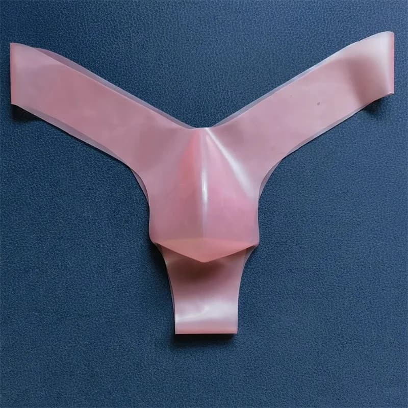 Mens Sexy Latex Case Transparent Low Waist Bag Glossy Lingerie Men's G String Cover Pene Man Intimo Sonno Tanga Hombre