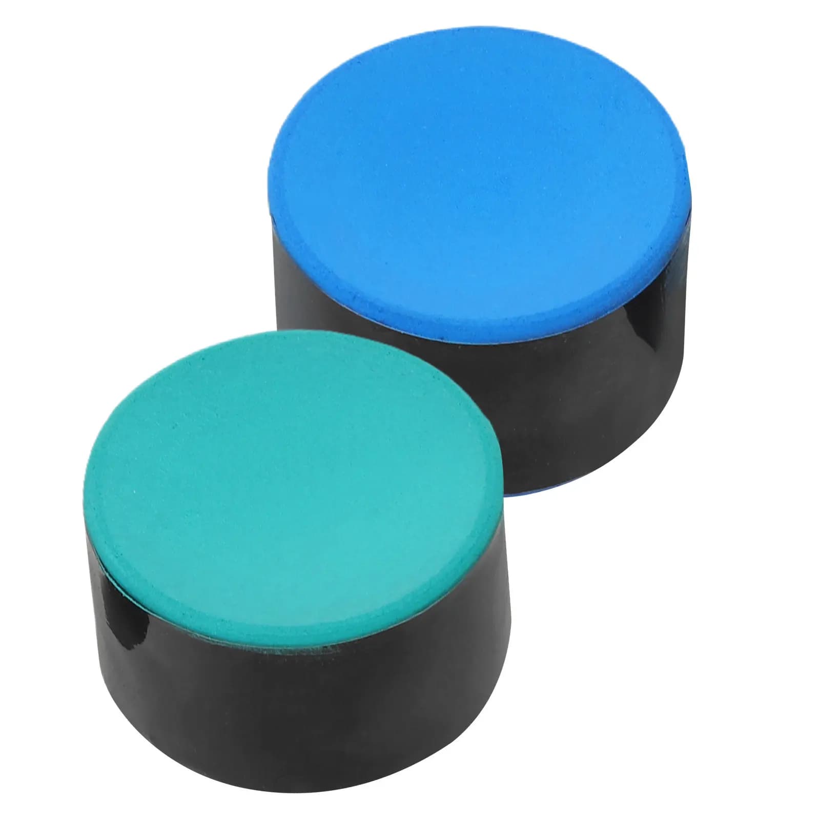 2 Pezzi Gesso Rotondo Blu Verde per Stecca da Biliardo, Snooker, Pool - Presa Migliorata, Controllo di Precisione, Uso Torneo, Superficie Liscia