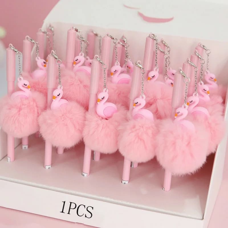 1pc bella penna Gel fenicottero rosa penne cigno peluche per la scrittura della scuola regali per ragazze Kawaii neutro forniture per ufficio cancelleria