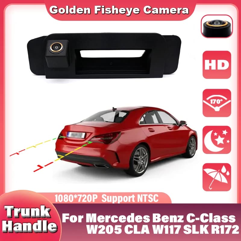170 ° Telecamera per retromarcia per auto HD CCD per Mercedes Benz Classe C W205 CLA W117 SLK R172 Maniglia per bagagliaio posteriore Telecamera per retromarcia