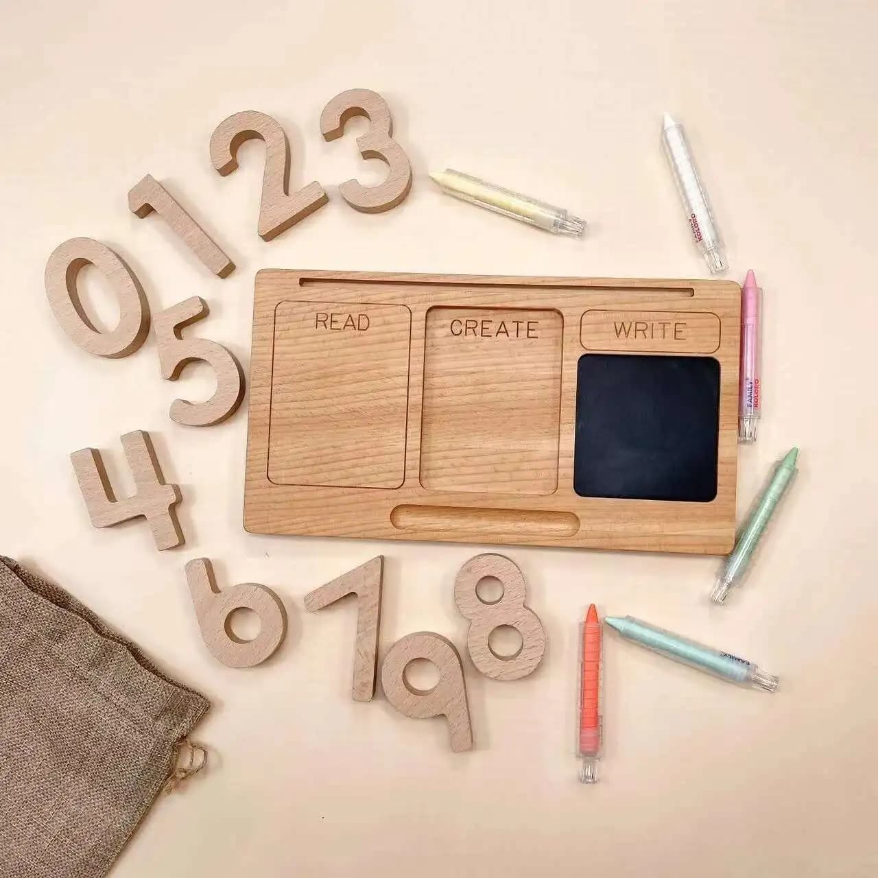 New Children Montessori Learning Tablet Learn Writing Board Small Numbers Blackboard And Recognition Cards Kids Educational Toys