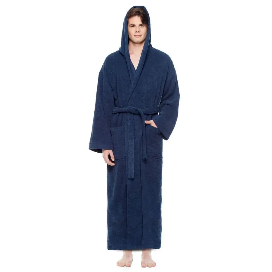 Classic Bathrobe with Turkish Cotton Hood, Available in Full Length