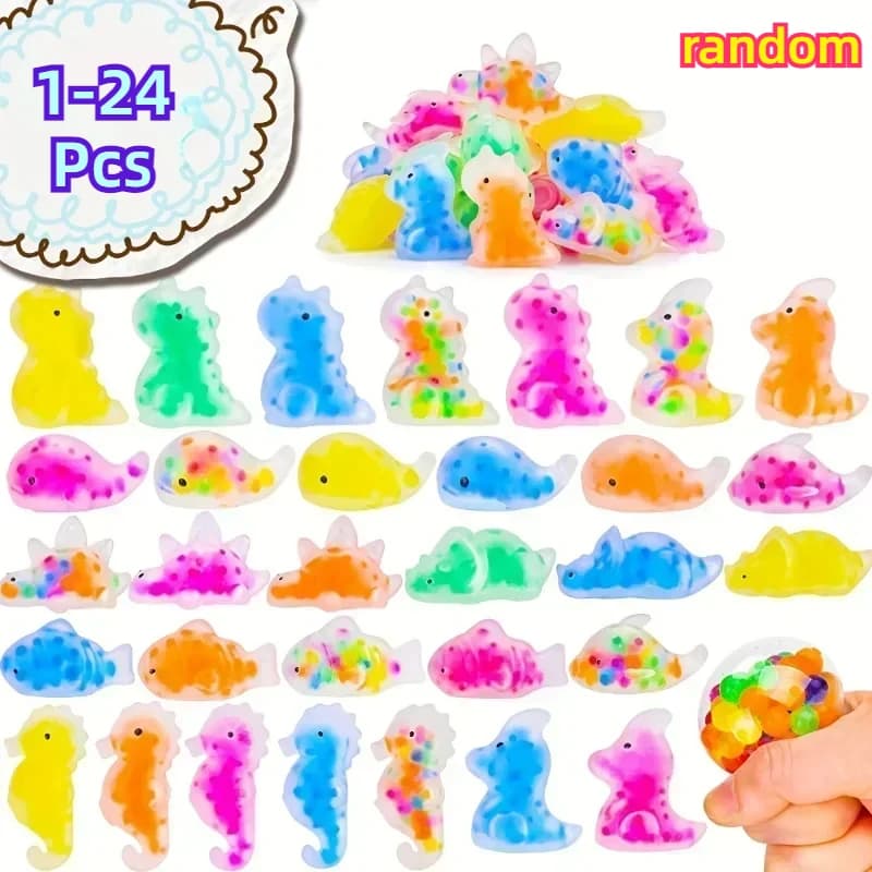 Squishy Fidget Toys per bambini Mochi Squishy Toys Bulk Party Spremere palline con perline d'acqua Dinosauro Animali marini Giocattolo antistress
