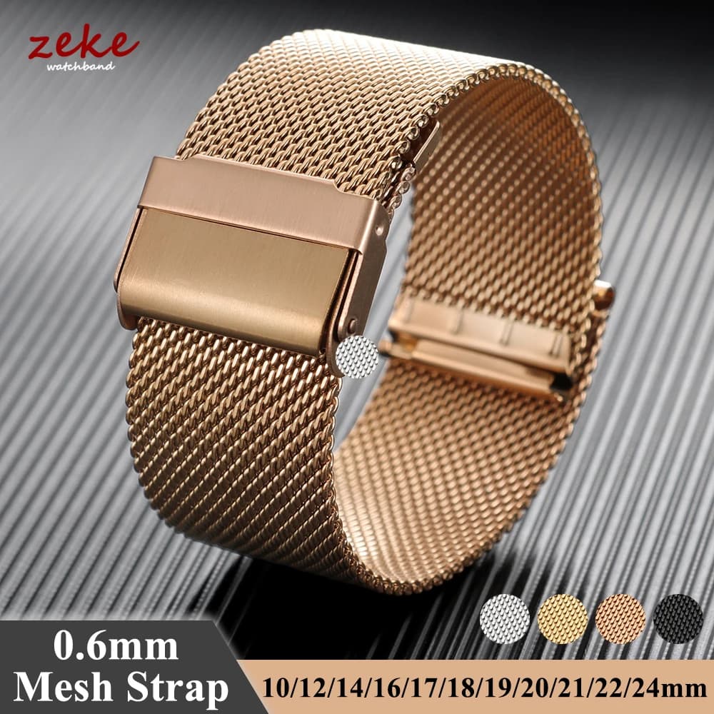 Cinturino milanese a sgancio rapido 10mm 12mm 14mm 16mm 17mm 18mm 19mm 20mm 21mm 22mm 24mm Bracciale universale in acciaio inossidabile a maglia 0,6