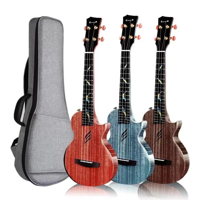 Muyu Ukulele elettrico monopezzo in mogano che assorbe gli urti, completamente singolo, per principianti, ebano in acero per uomini e donne
