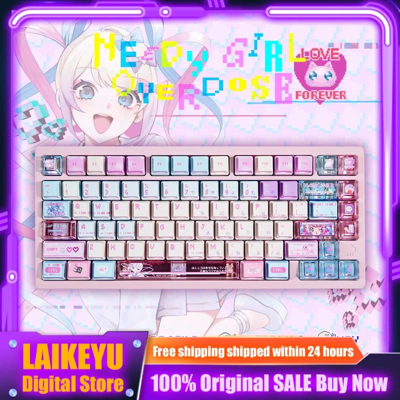 Needy Streamer Sovraccarico Anime Keycap Tastiera meccanica PBT + PC Personalizzato Carino Keycap Accessori per tastiera da gioco per PC Regalo del fumetto
