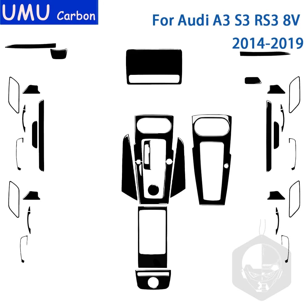 For Audi A3 S3 RS3 8V 2014—2019 Car Accessories Black Plastic Interior Panel Lift Gears Mirror Cover Edit Adhesive