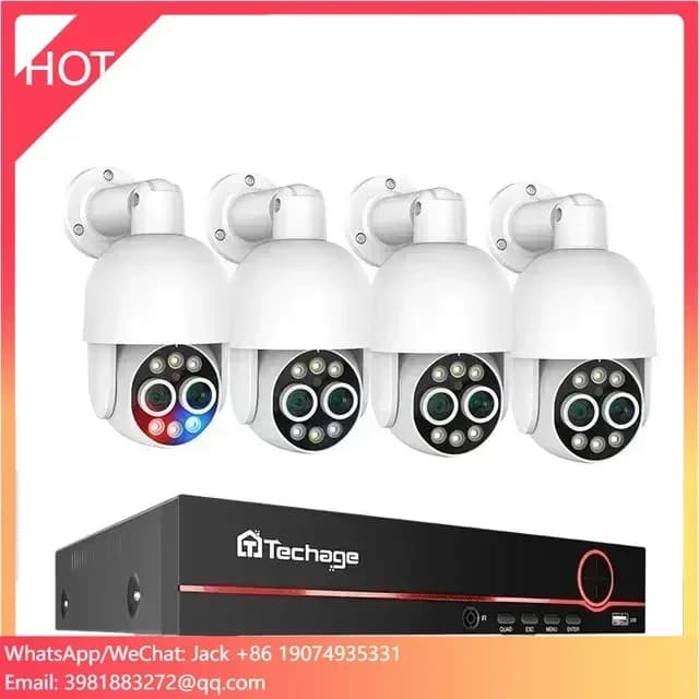 Kit Telecamera PTZ 4K 8Mp con Zoom Ottico 8X e Tracciamento Automatico, Sistema di Telecamere di Sicurezza CCTV di Rete