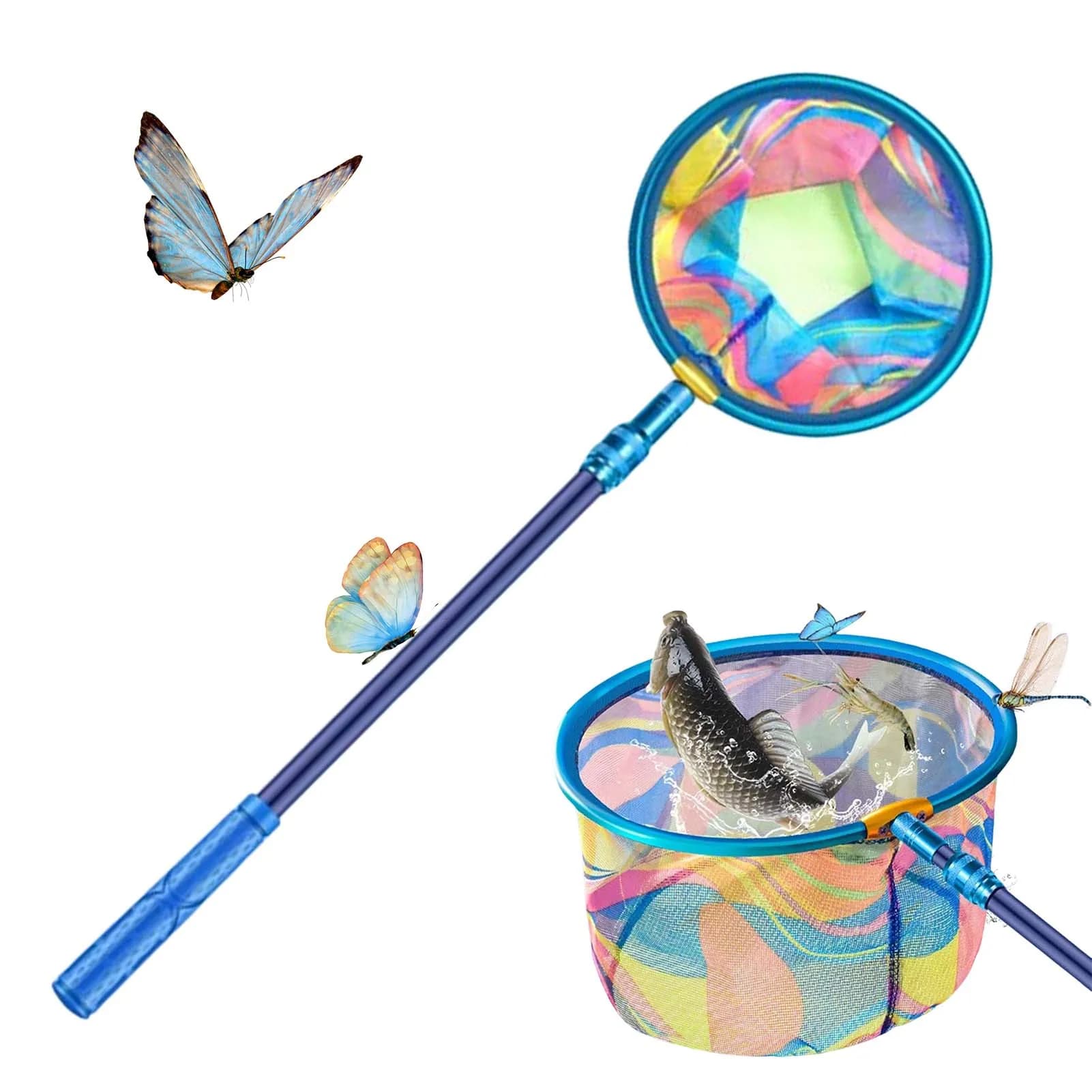 Outdoor Nature Exploration Fishing Net Telescopic Bug Catcher for Kids Garden Butterfly Netting Tool Durable Lightweight