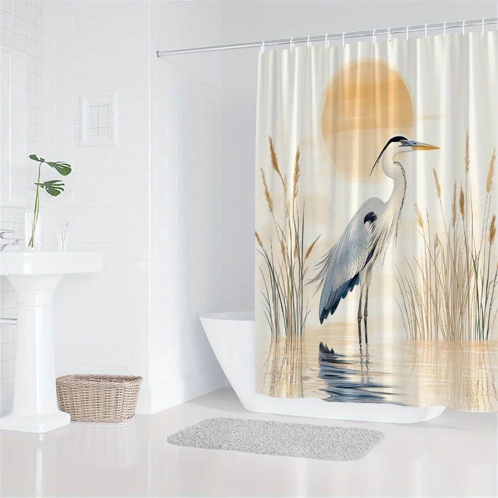 Tenda da doccia tropicale 180x180 cm – Foglie di palma su bianco, botanico verde minimalista, lavabile in lavatrice, 12 ganci