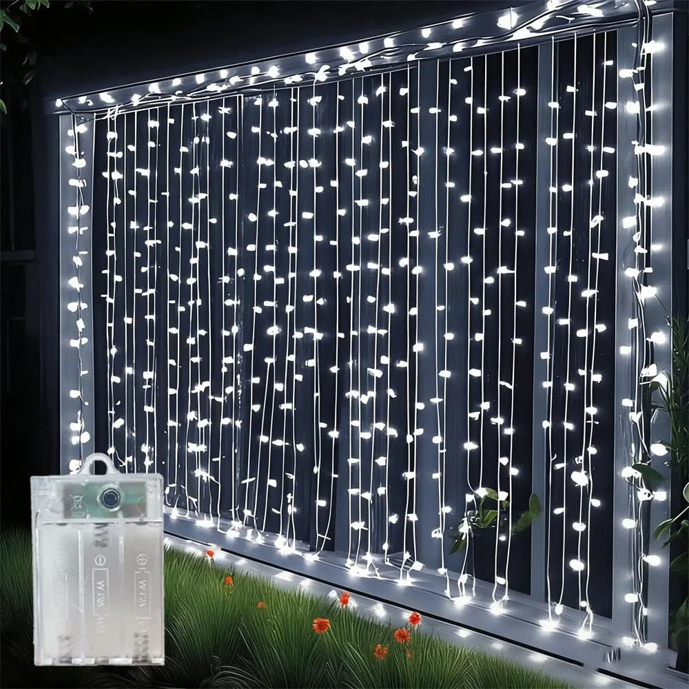 Battery Power 3/6m Curtain LED String Lights Garland Festoon Fairy Lights Christmas Decoration for Bedroom Home Navidad New Year