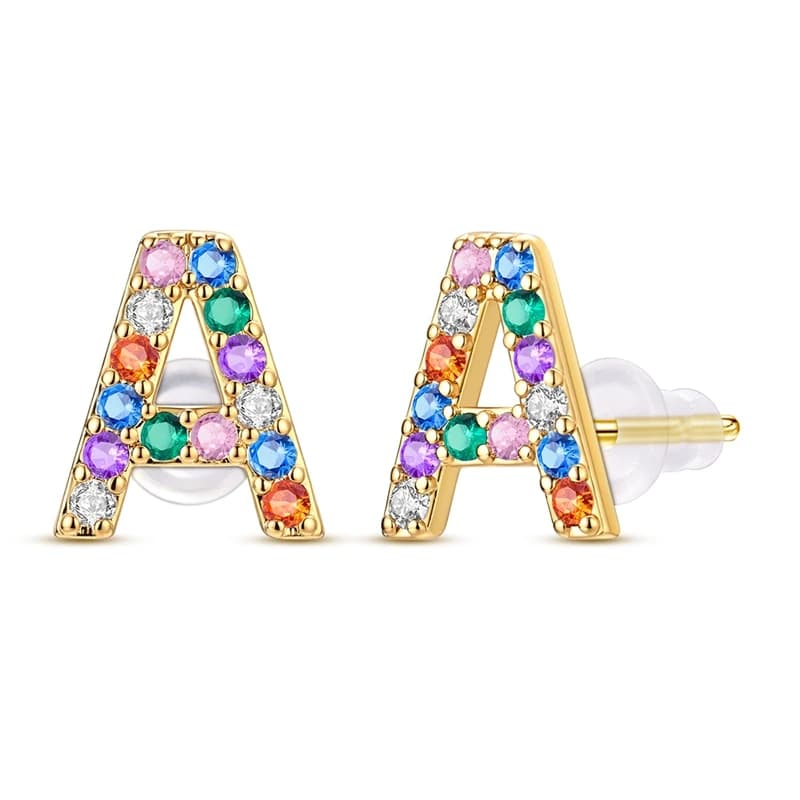 925 Sterling Silver Golden Earrings Women Colorful Zircon A StydEarring For Anniversary Wedding Jewelry Gifts