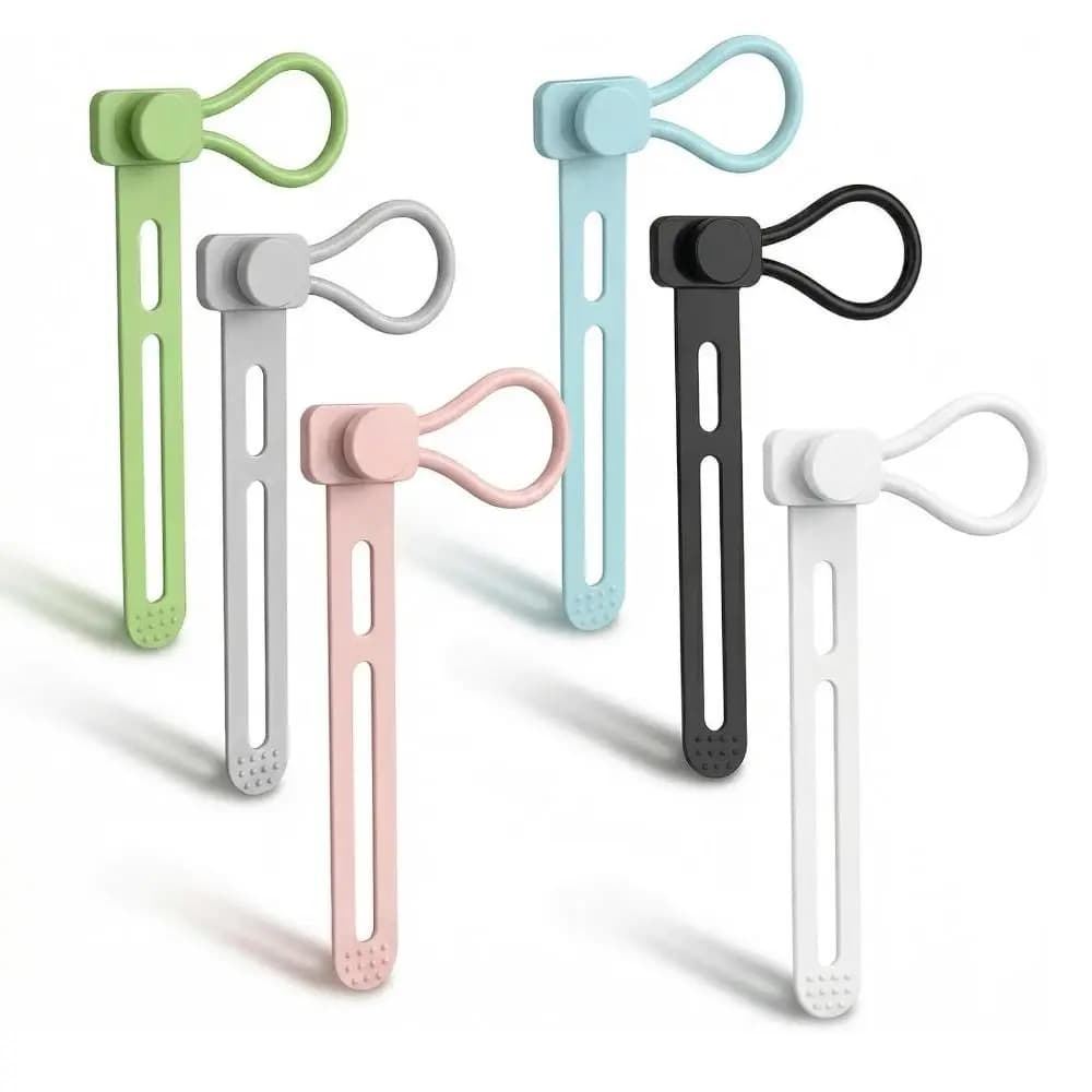 5pcs Multipurpose Cable Ties Adjustable Length Tangle-Free Loop Cord Reusable Cord Management Straps Kitchen Accessories