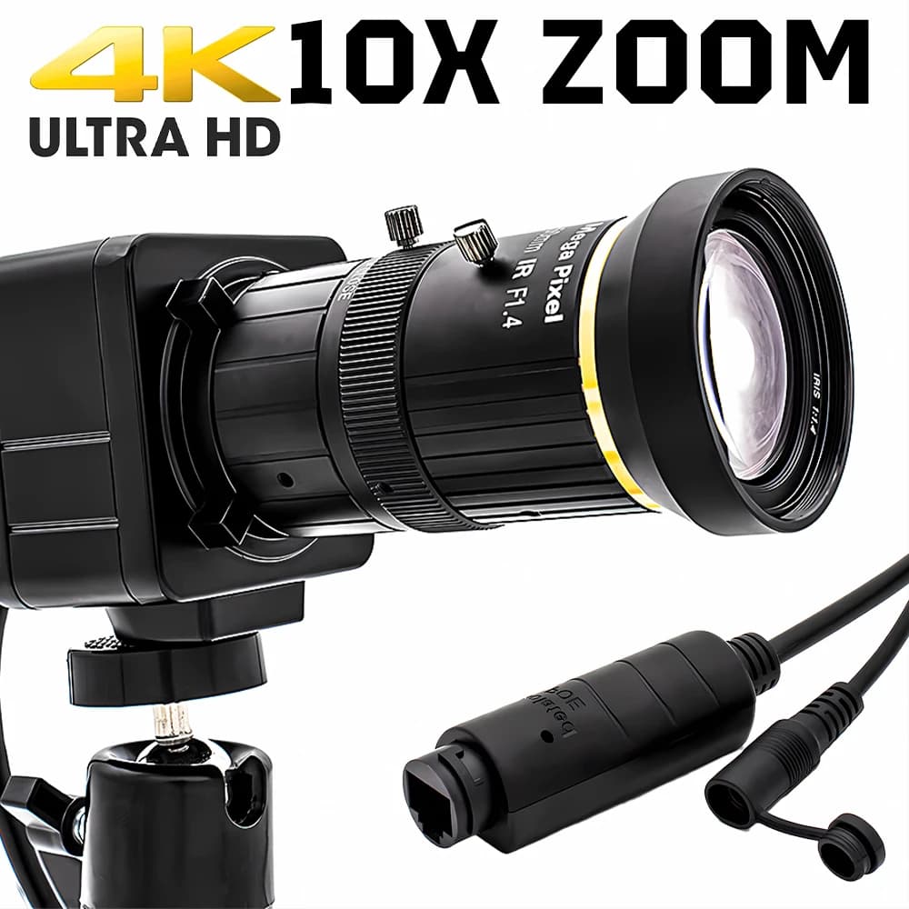 IP camera 4K POE IMX415 CMOS 3.6-10mm 5-50mm 8MP Varifocal objective Support metal box RTSP Onvif H.265 Security protection Webcam HD
