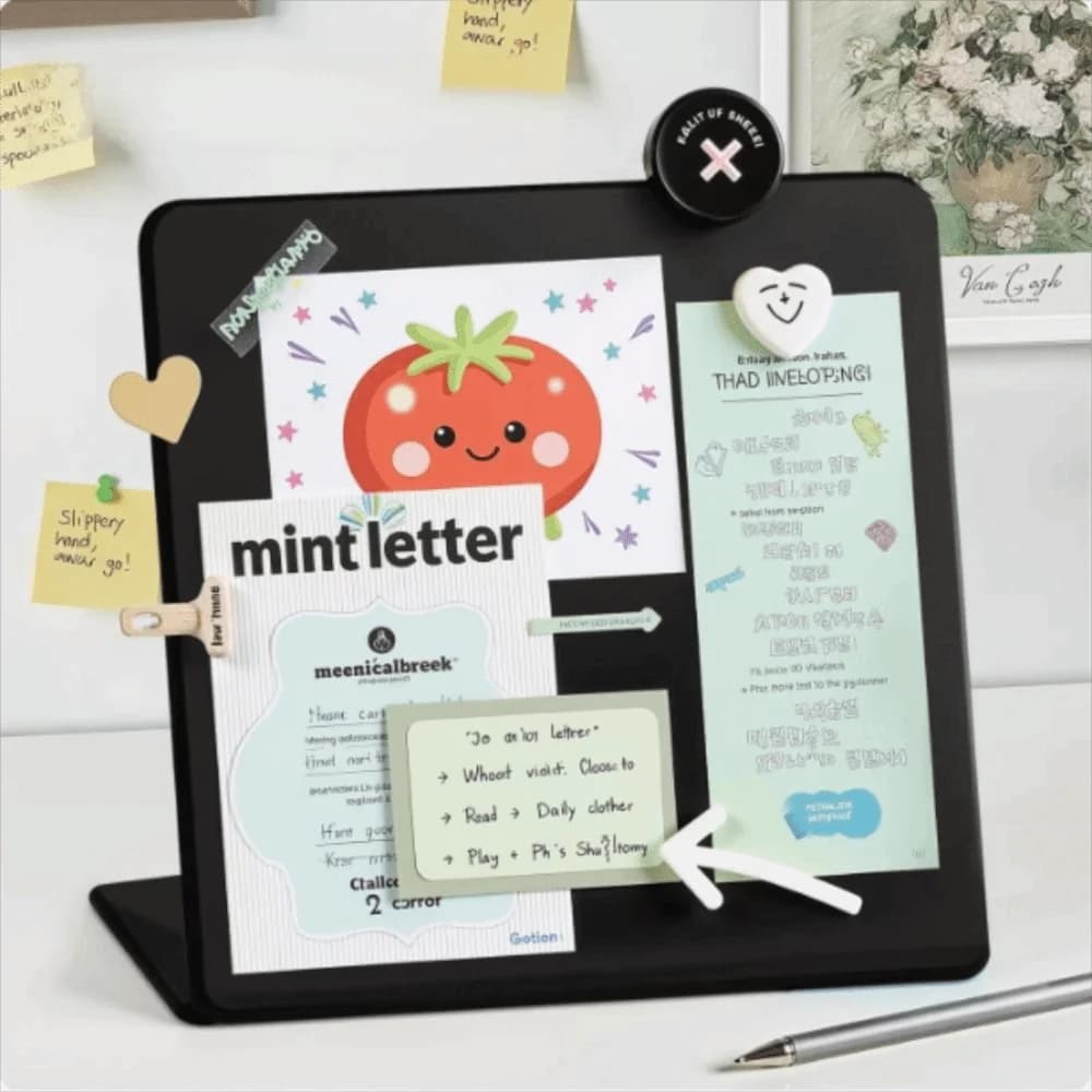 Vertical Design Magnetic Blackboard Metal Material Easy To Clean Desktop Message Board DIY Design Decorative