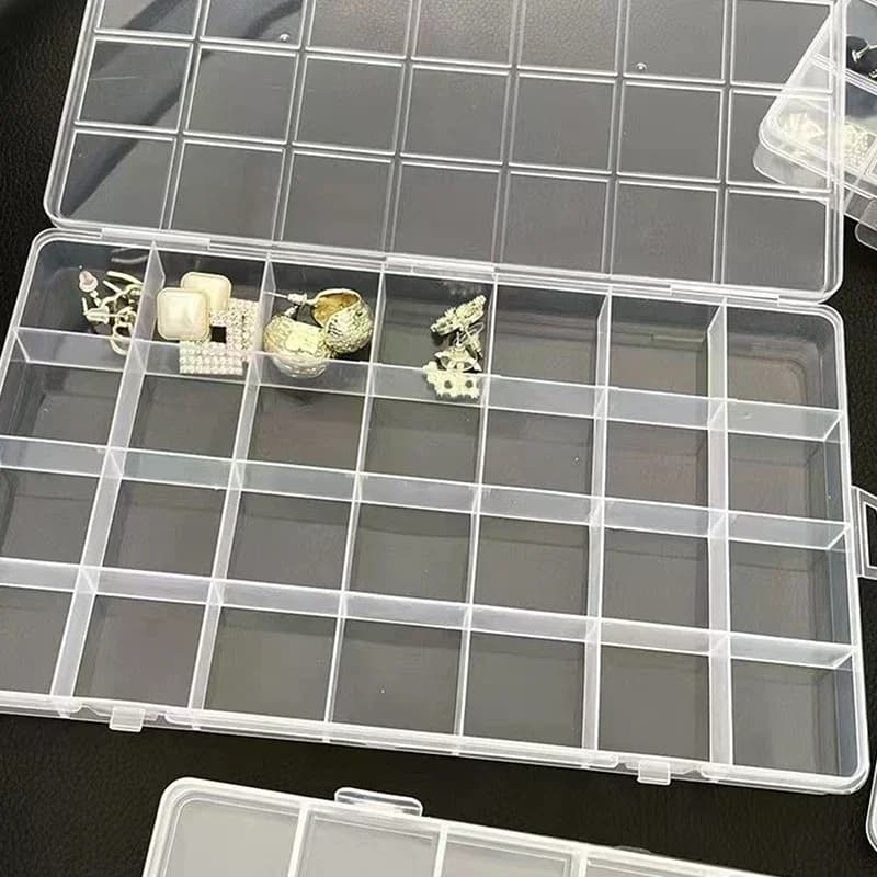 Scatole Organizzative Trasparenti in Plastica, Contenitori Quadrati per Casa, Trucchi, Gioielli e Accessori