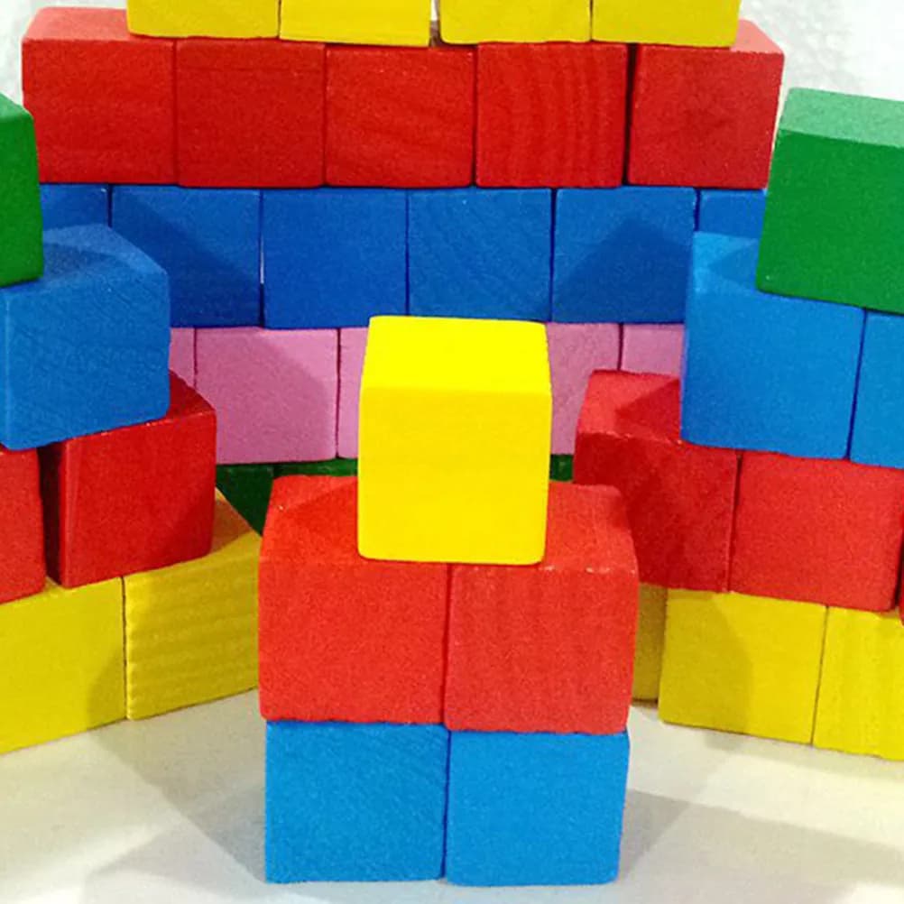 Set di 100 Cubi in Legno per Decorazioni Fai-da-Te, Progetti Artistici, Mini Blocchi Quadrati per l'Apprendimento e l'Insegnamento nella Prima Infanzia