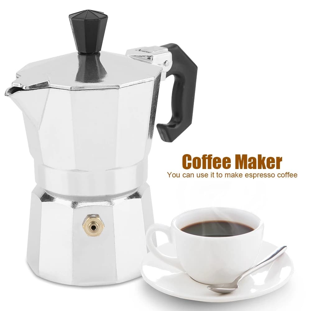 50 ml 1 tazza in alluminio di tipo italiano Moka caffettiera espresso fornello per uso domestico e ufficio