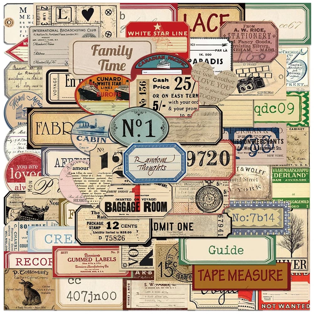 60pcs etichette sigillanti retrò etichette adesive decalcomanie in vinile Vintage diario da parete fai da te valigia Scrapbook telefono moto Graffiti Sticker