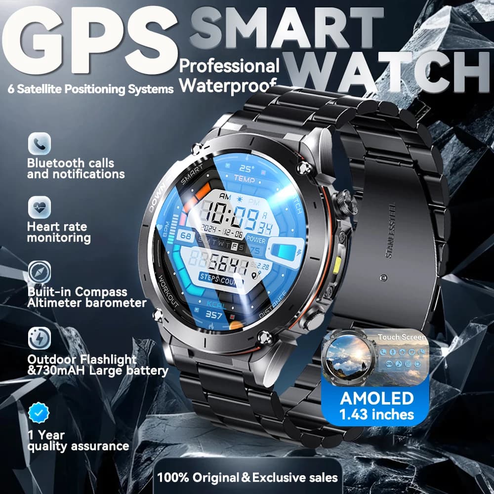 2025New Originale GPS SmartWatch Ultra Uomini 10ATM IP69K Impermeabile Smartwatch Bussola Altimetro Braccialetto Barometrico Per HUIAWE IOS