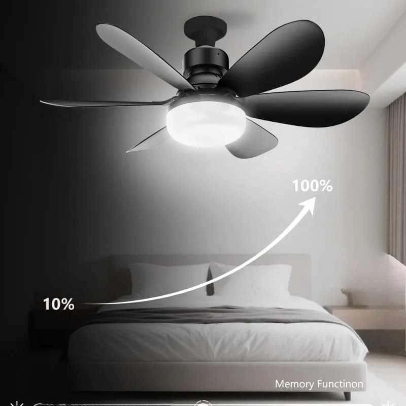 Ventilatore moderno a LED Lights30W 52CM Ventilatore da soffitto regolabile a tre marce per la camera dei bambini Camera da letto Hotel Ristorante Apparecchio per interni