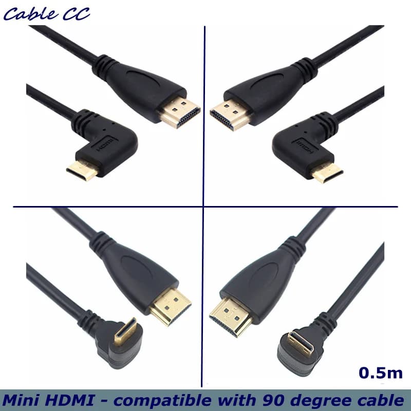 HDMI mini HDMI compatible cable from 0.5 m HD from 90 degrees to HDTV 1080p PS3 Evo HTC Viewo Goldpalted 0.5 m