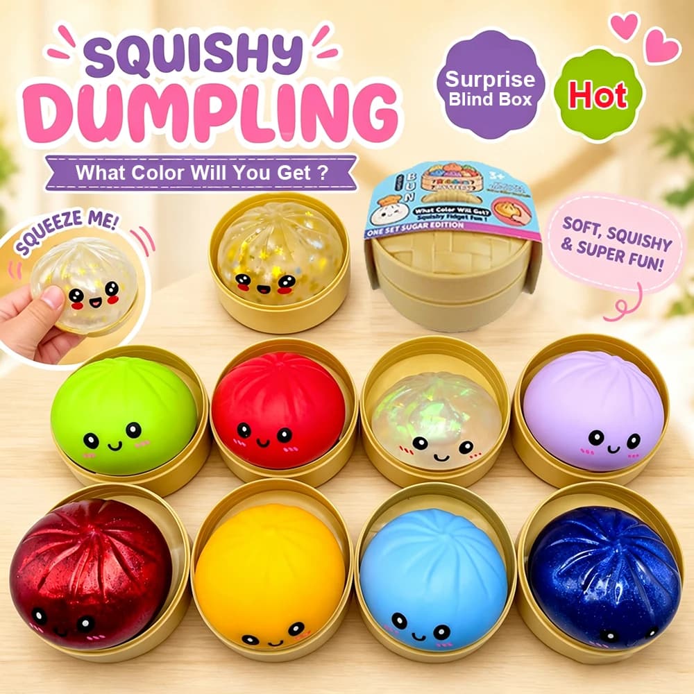 Mini Glitter Dumpling Squishy Toy with Box Dumplings Sensory Steamer Soft Dough Ball for Decompression Fidget Stress Relief Gift