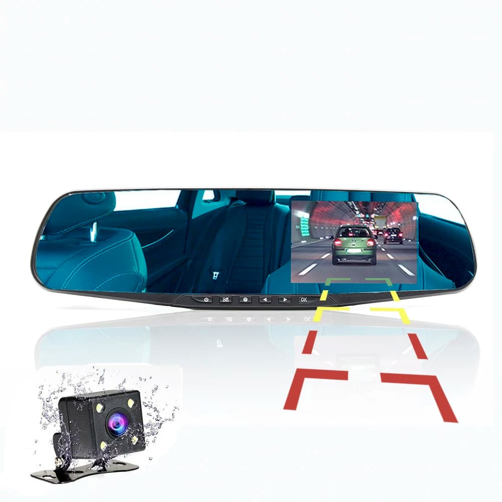 1080P Car DVR Double Lens Car Camera Rearview Mirror Video Recorder Mirror Dash Cam With Auto Blackbox Night Vision G-Sensor