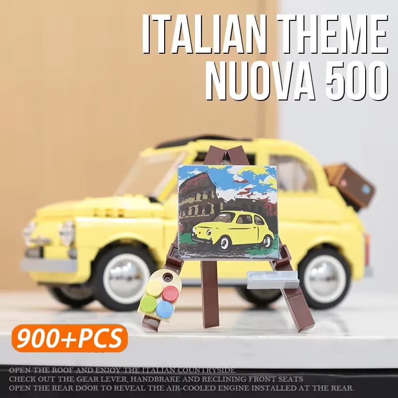 960 Pezzi 2026 Technical 500 Blocchi da Costruzione 10271 Modello di Auto Classica Gialla Creator Mattoncini per Assemblare Veicoli Giocattoli per Ragazzi Regalo per Bambini