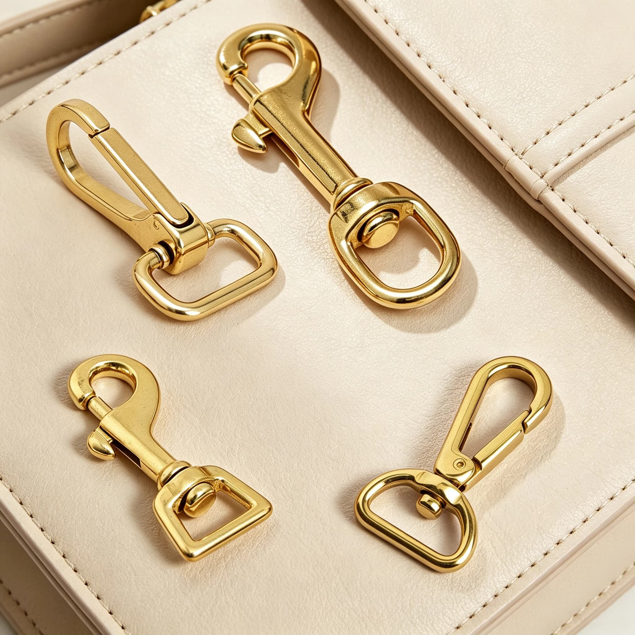 1Piece Solid Brass Snap Hook Carabiner Swivel Trigger Clip Clasp Buckle for Bag Strap Webbing Pet Dog Leash Keychain Accessories