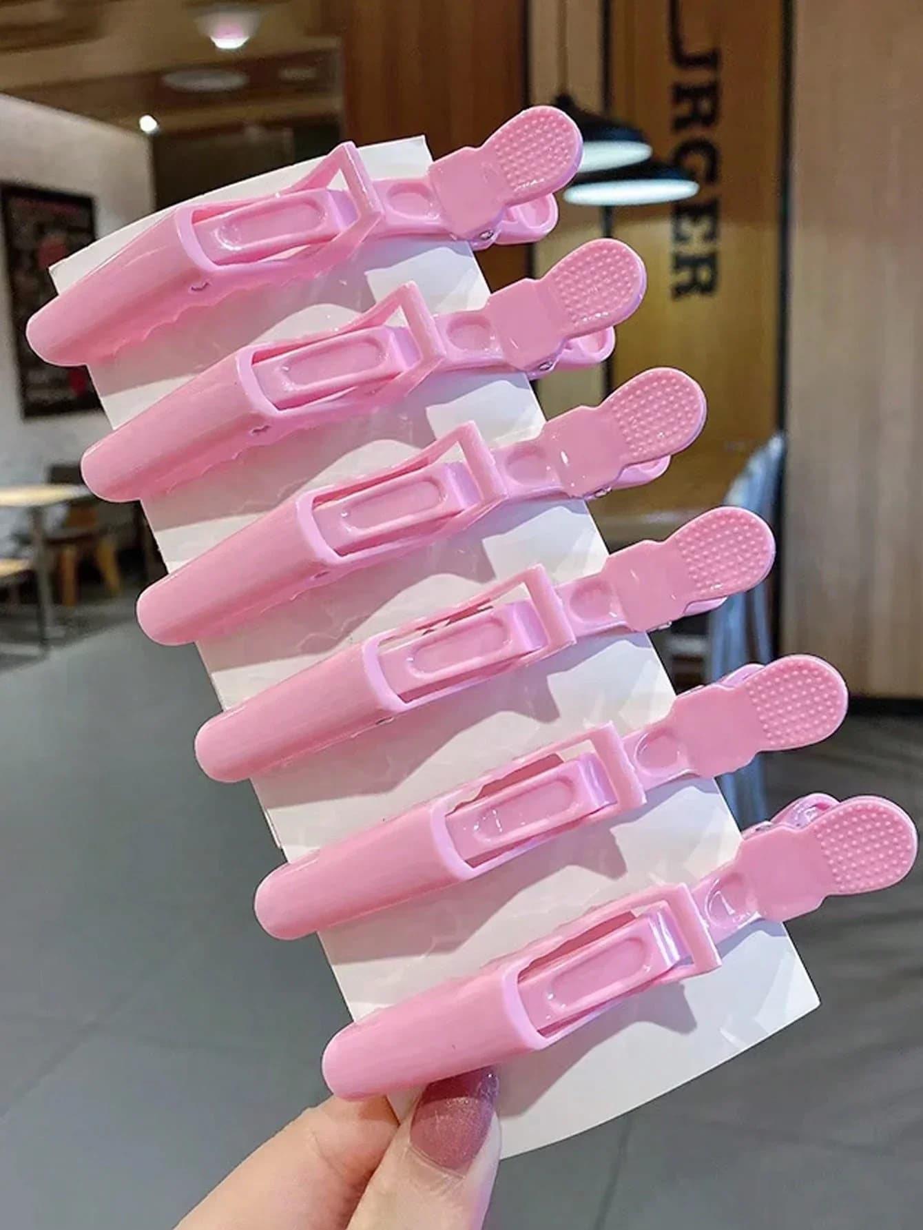 12 fermagli per capelli a forma di coccodrillo in plastica rosa, fermagli per sezionare i capelli da salone, fermagli a coccodrillo antiscivolo per donna