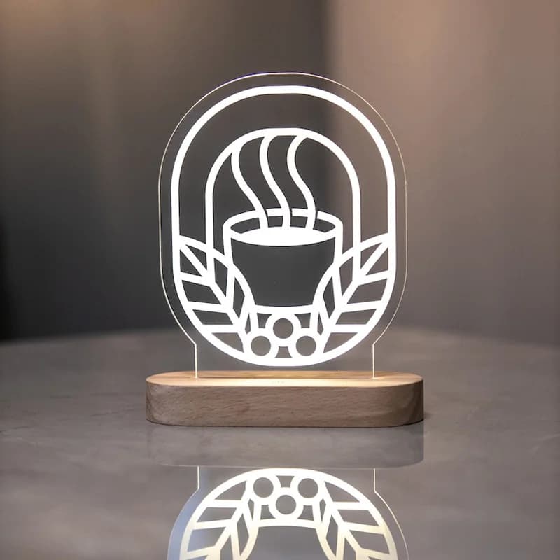 Lampada con logo aziendale personalizzato, targa in acrilico con QR personalizzato, regalo aziendale, decorazione da tavolo, insegna luminosa personalizzata