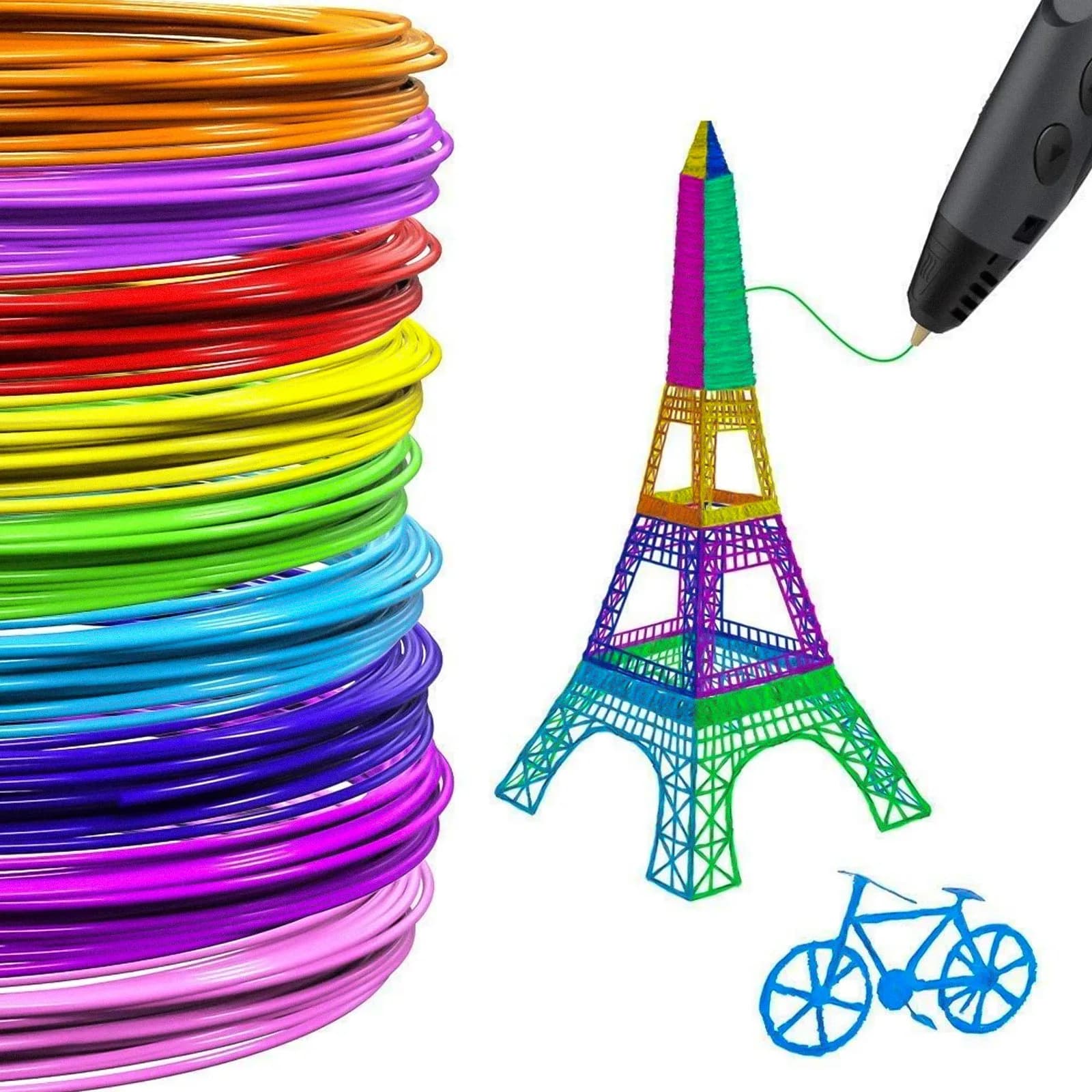30 Pieces 30 Colors Filament PLA for 3D Printing from 1,75mm for 3D Pens and Printers Finishing Liscia Polished Without Bubbles High Resistance Anti-Deformation