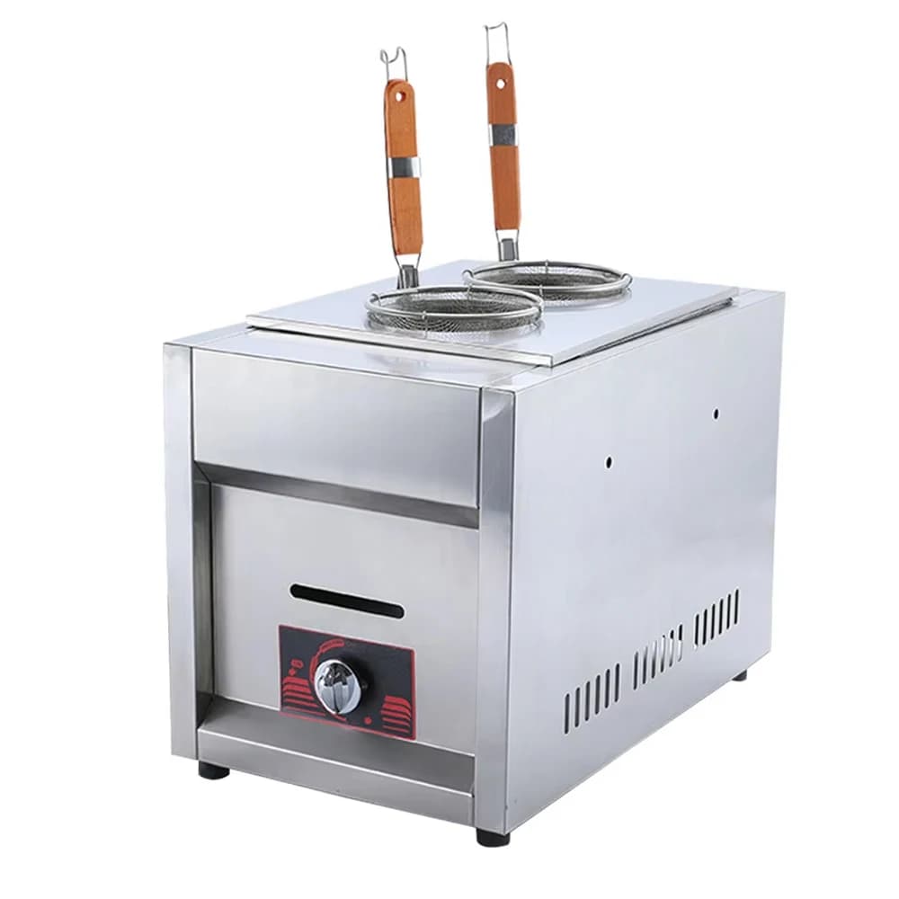 XEOLEO Commerciale Gas 6L Noodle Caldaia Desktop Pasta Fornello 2 Bruciatori Noodle Cooke Acciaio Inossidabile GPL Cottura Noodle Macchina