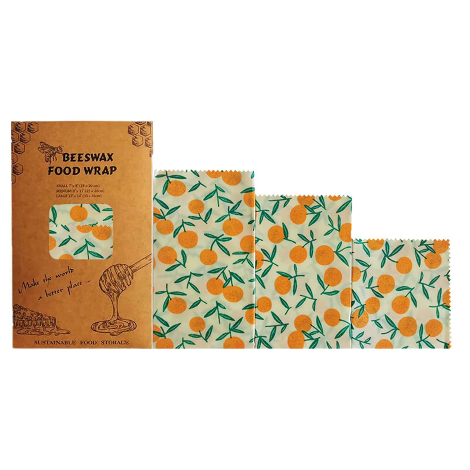 3PCS Beeswax Wraps Natural Organic Cotton for Food Storage Eco Friendly Plastic Free Reusable Wraps for Kitchen Essentials