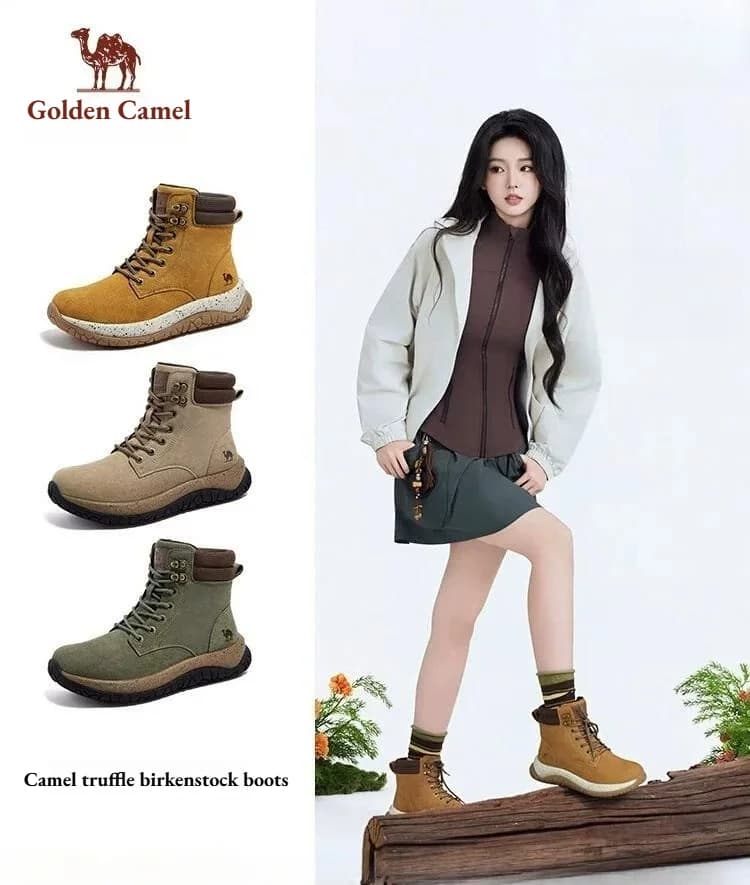Golden Camel Women's Outdoors Hiking Boots 2026 Winter Fashion Retro Thick-Soled Non-Slip Sneaker Comfortable Soft Workwear Boot