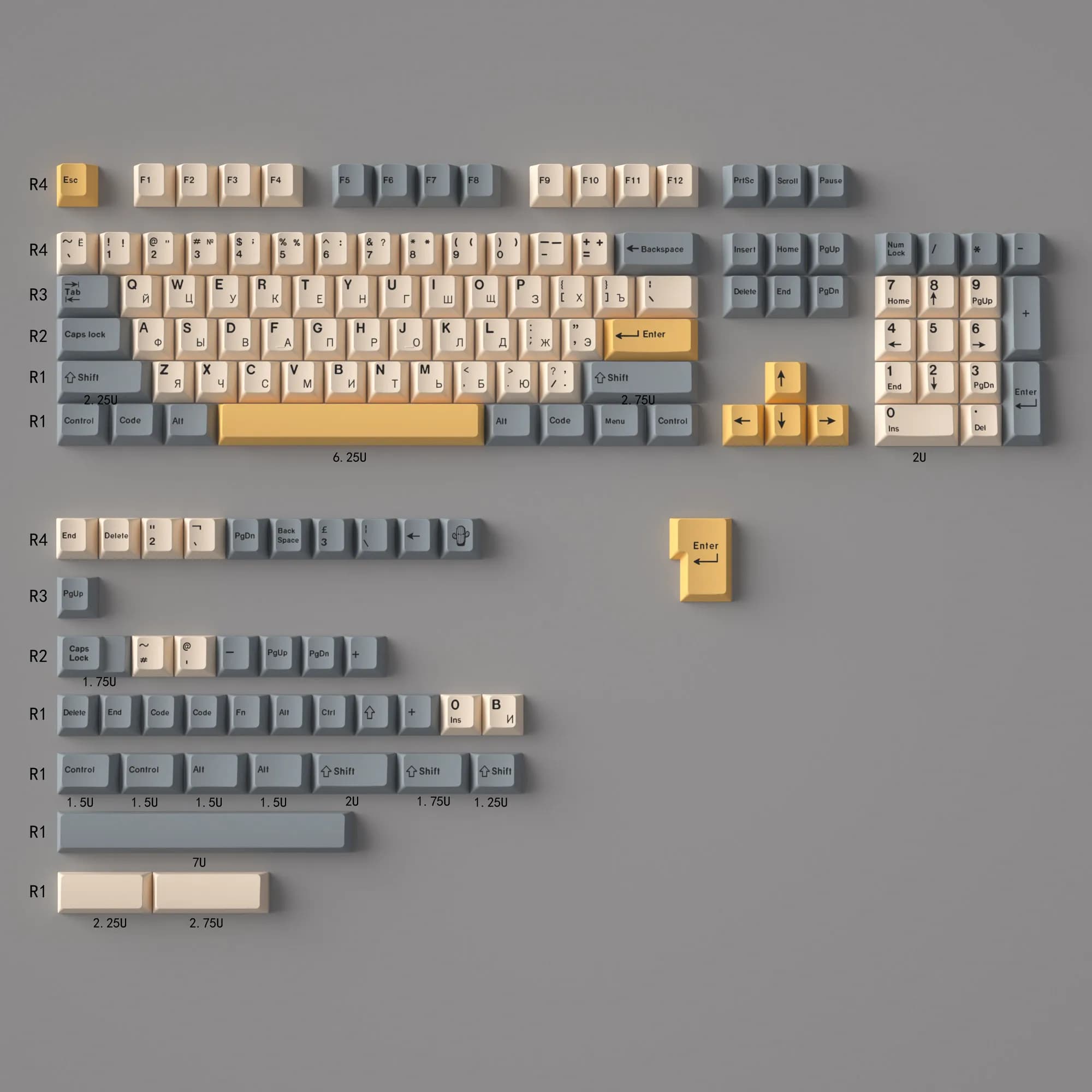 Set di 144 keycap con profilo Cherry, tasti russi DYESUB in PBT spesso per tutti i layout di tastiere meccaniche MX