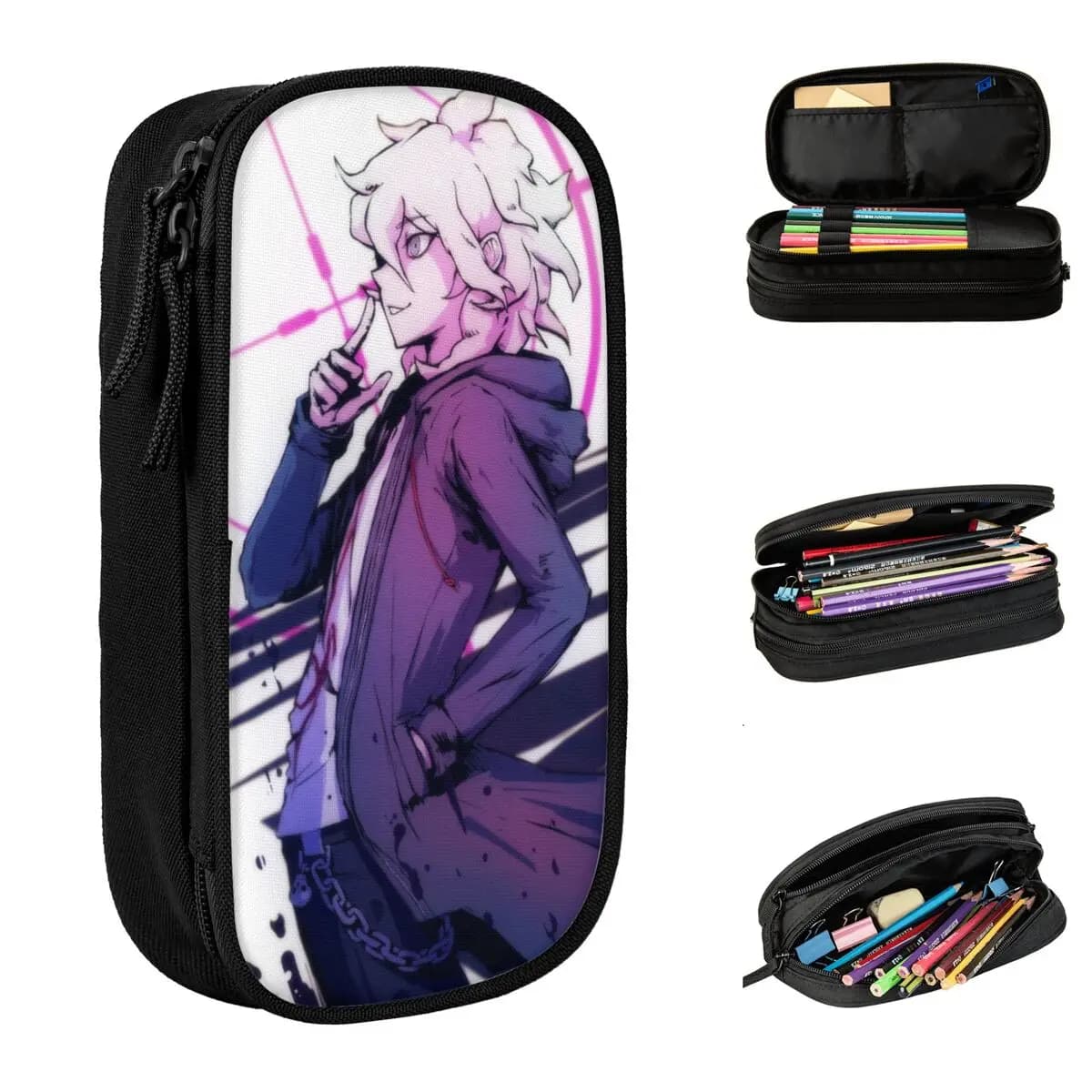 Astuccio Nagito Komaeda Danganronpa, Portapenne, Borsa per Cancelleria, Grande Capacità, per Studenti, Regalo, Astuccio per Matite