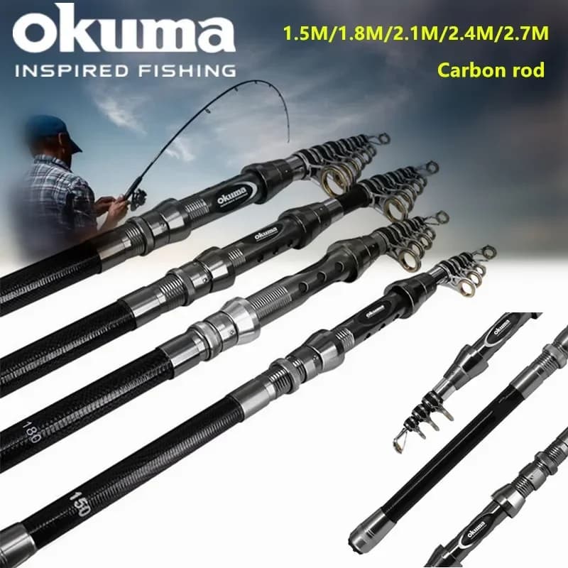 OKUMA Nuova canna da roccia in carbonio 1.5M/1.8M/2.1M/2.4M/2.7M Anello guida in ceramica Goccia d'acqua Ruota girevole Canna da pesca