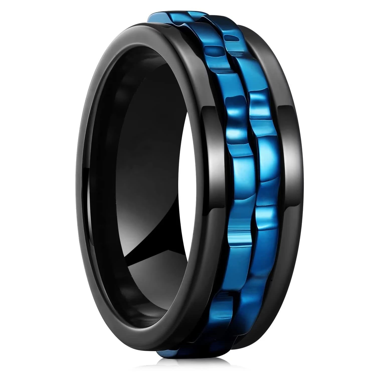 Fashion Punk Style Gear rotante ansia Fidget Ring catena in acciaio al titanio Spinner anelli per gli uomini Rock Biker gioielli per feste di matrimonio
