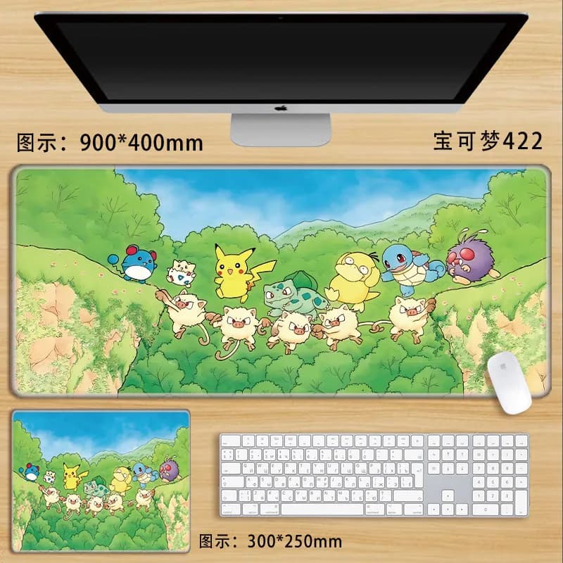 Tappetino per mouse Pokemon Tappetino per mouse grande anime simpatico cartone animato Pikachu Tappetino per tastiera per giochi per computer