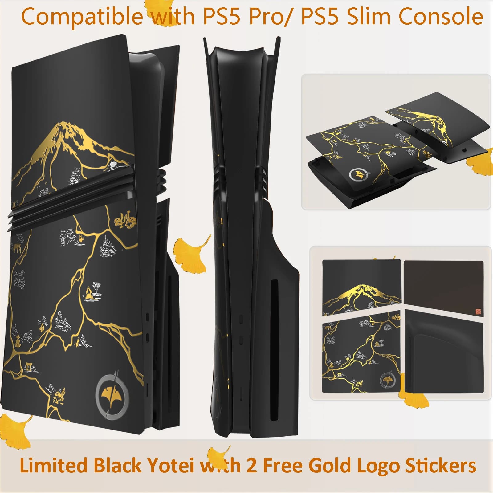 4 pezzi di copertura per piastre frontali limitate per PS5 Pro/per console PS5 Slim Disc Ghost Black Yotei Shell accessori pannelli protettivi